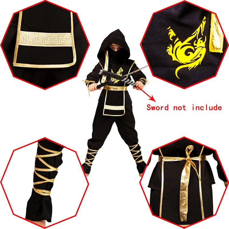 DSplay Boys Golden Dragon Ninja Cosplay Halloween Costumes (7-9Y) - Image 5